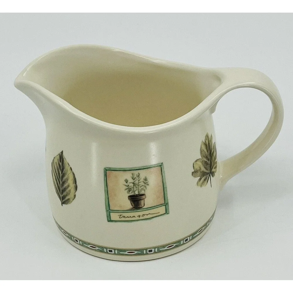 Pfaltzgraff Naturewood Ceramic Gravy Pitcher Ivory 24 oz Garden Herbs 4